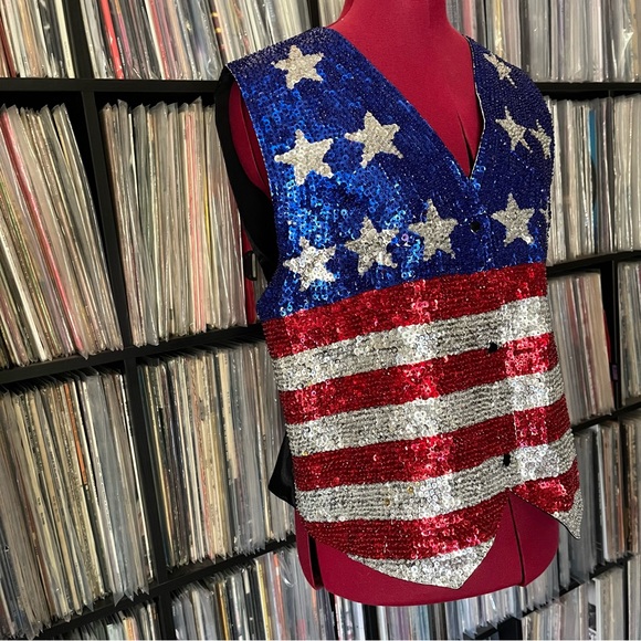 Glitzy Sequined razzle dazzle USA 🇺🇸 patriotic Uncle Sam stars stripes sparkly 🧨 - Picture 6 of 11